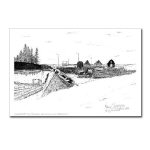 Digby Nova Scotia Fishing Boats Pen and Ink Postcard by NANCE